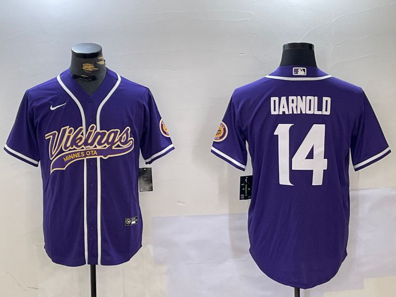 Men Minnesota Vikings #14 Darnold Purple Joint Name 2024 Nike Limited NFL Jersey style 1